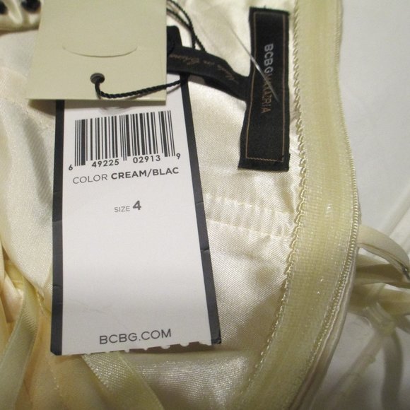 NWT: BCBG MAXAZRIA Cocktail Mini Dress Cream & Blk Sz 4 - Picture 4 of 6